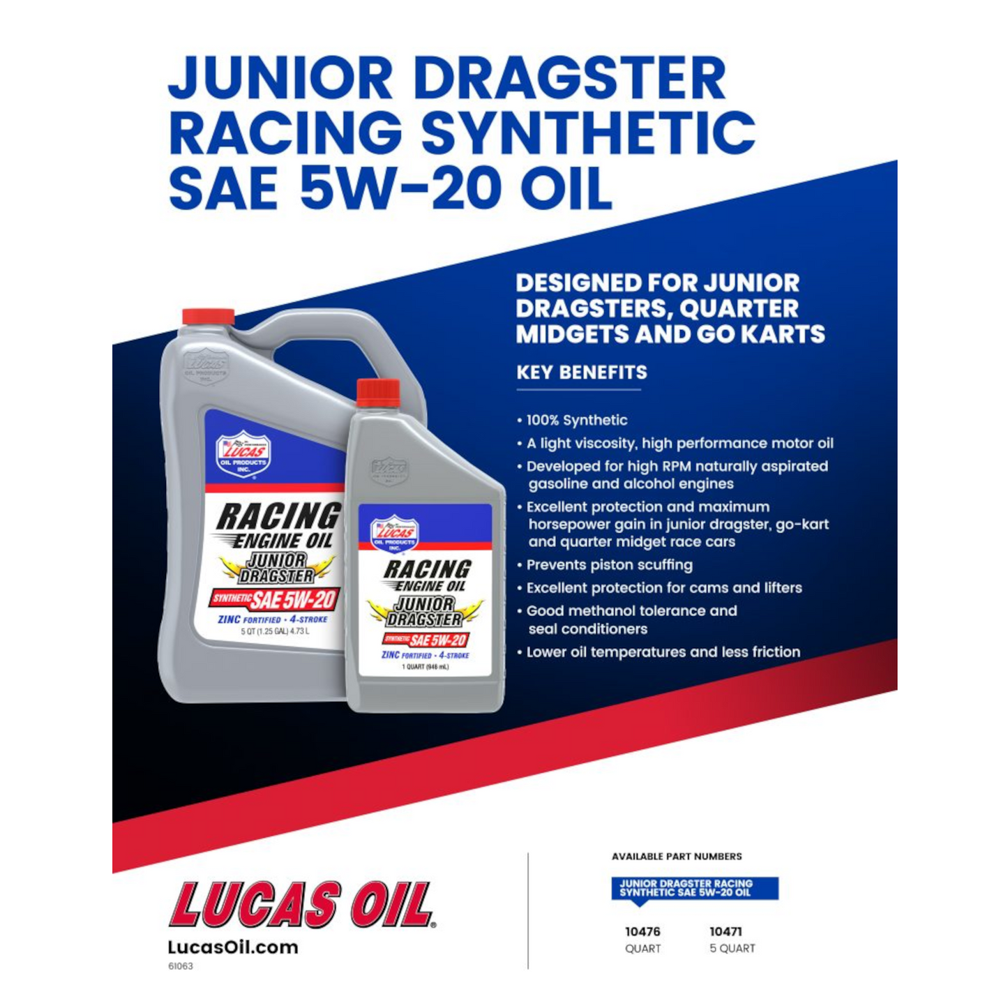 Lucas SAE 5W-20 Synthetic Junior Dragster Racing Oil