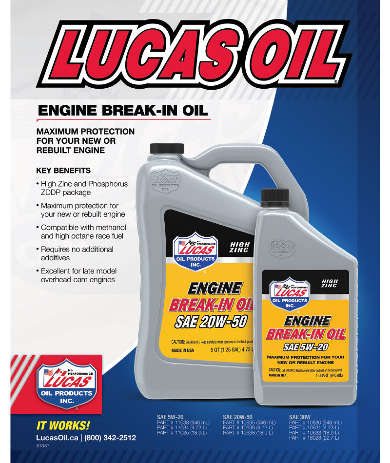 Lucas SAE 30W Engine Break-In Oil