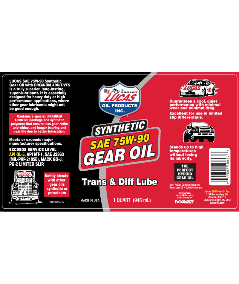 Lucas SAE 75W-90 Synthetic Gear Oil