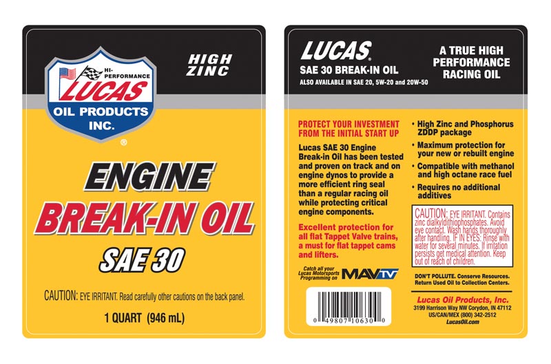 Lucas SAE 30W Engine Break-In Oil