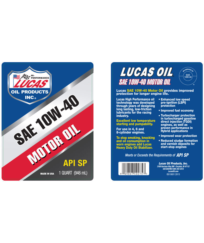Lucas High Performance Petroleum Motor Oil