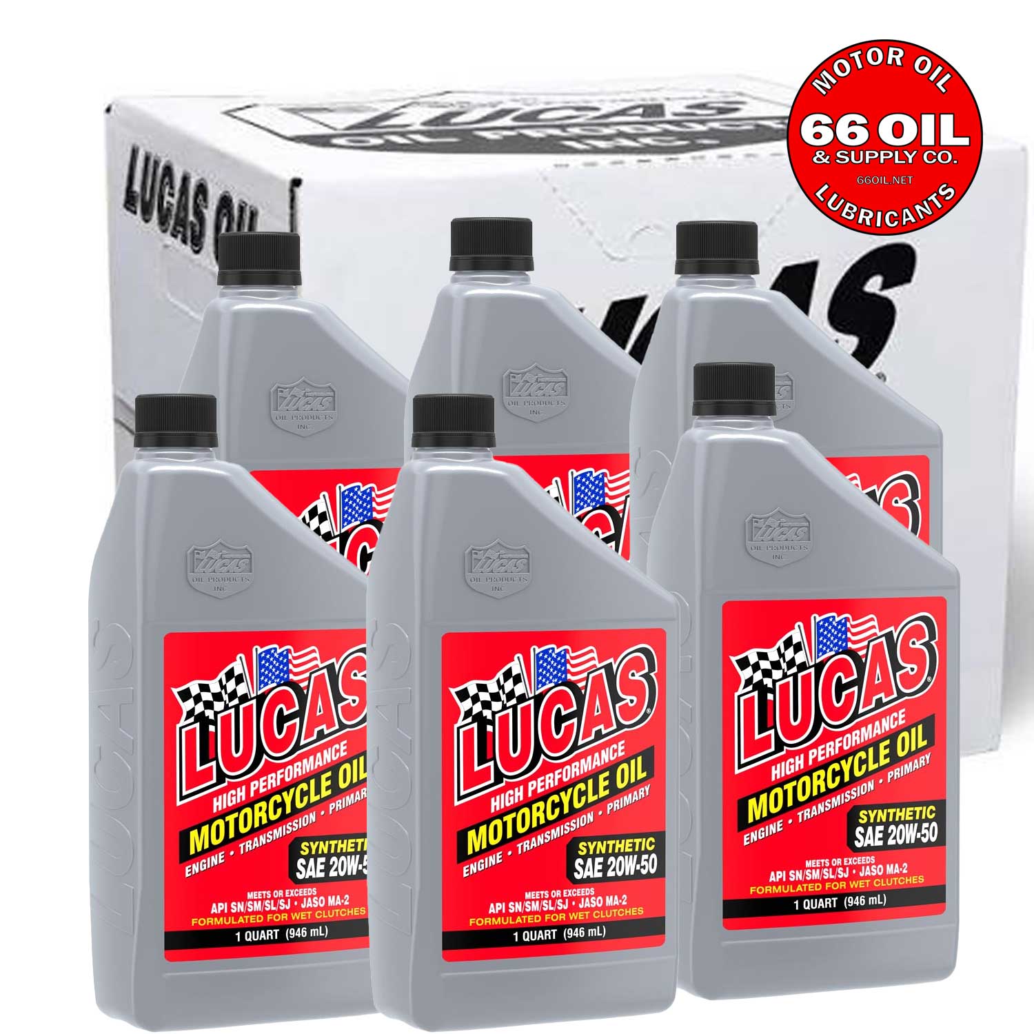 Free Shipping - Lucas 20W-50 Synthetic Motorcycle Oil by the Case