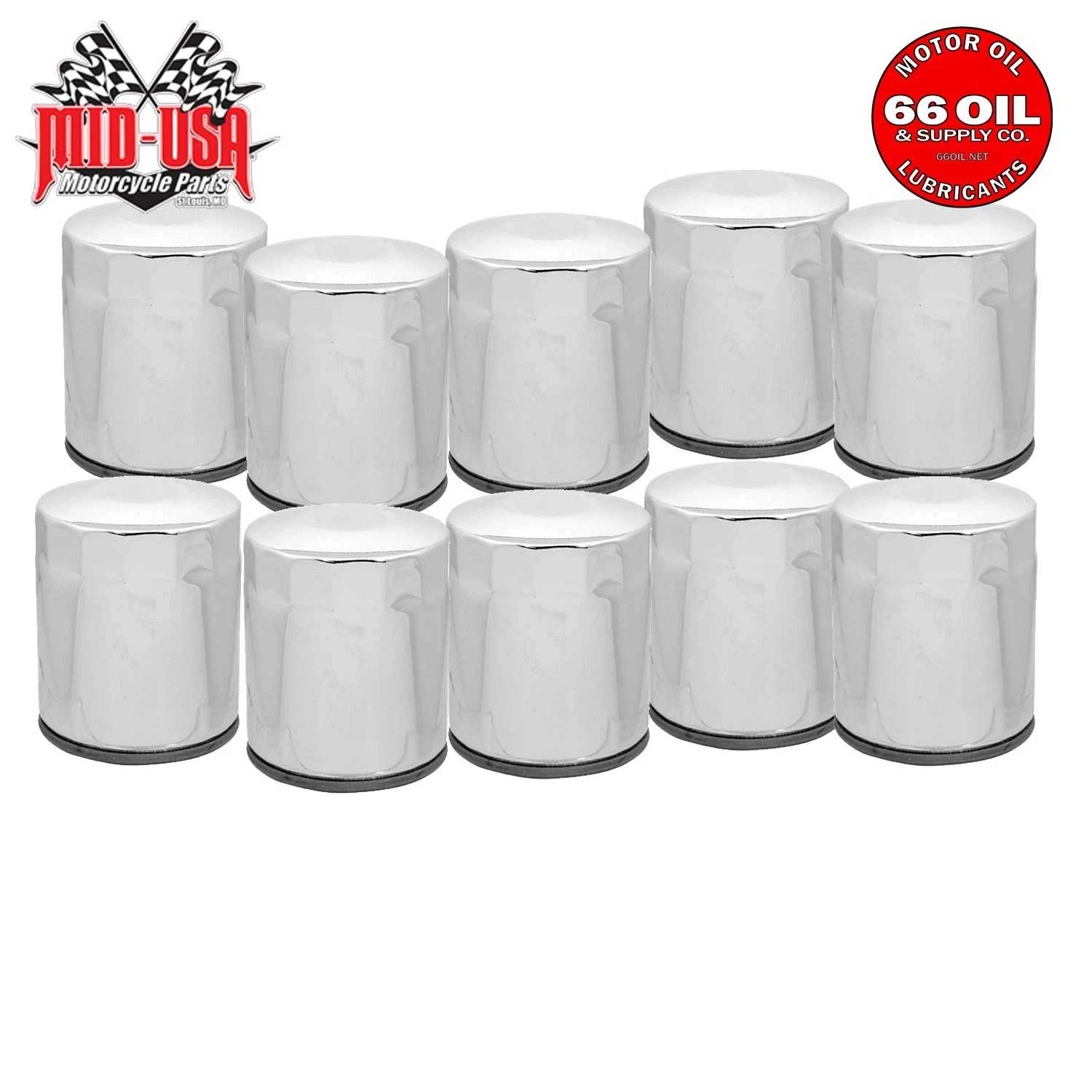FREE SHIPPING - 10-Pack - Chrome Oil Filters For Twin Cam & Milwaukee 8 M8 OEM#63798-99A
