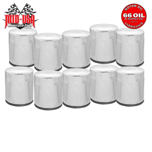 FREE SHIPPING - 10-Pack - Chrome Oil Filters For Twin Cam & Milwaukee 8 M8 OEM#63798-99A