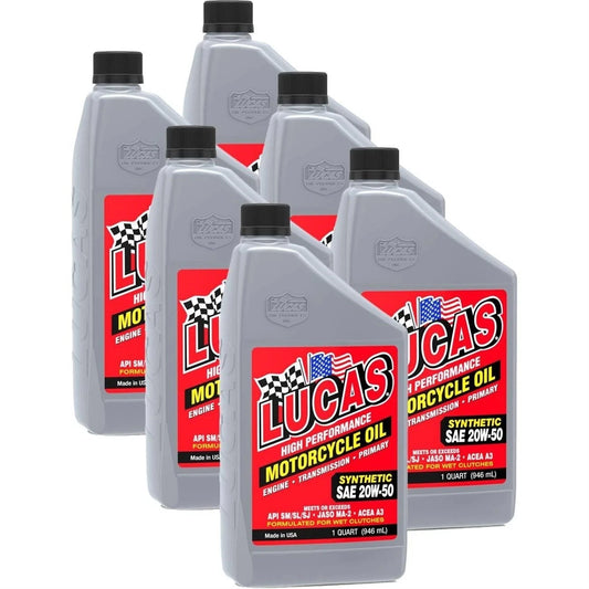 Lucas 20W-50 Synthetic Motorcycle Oil by the Case