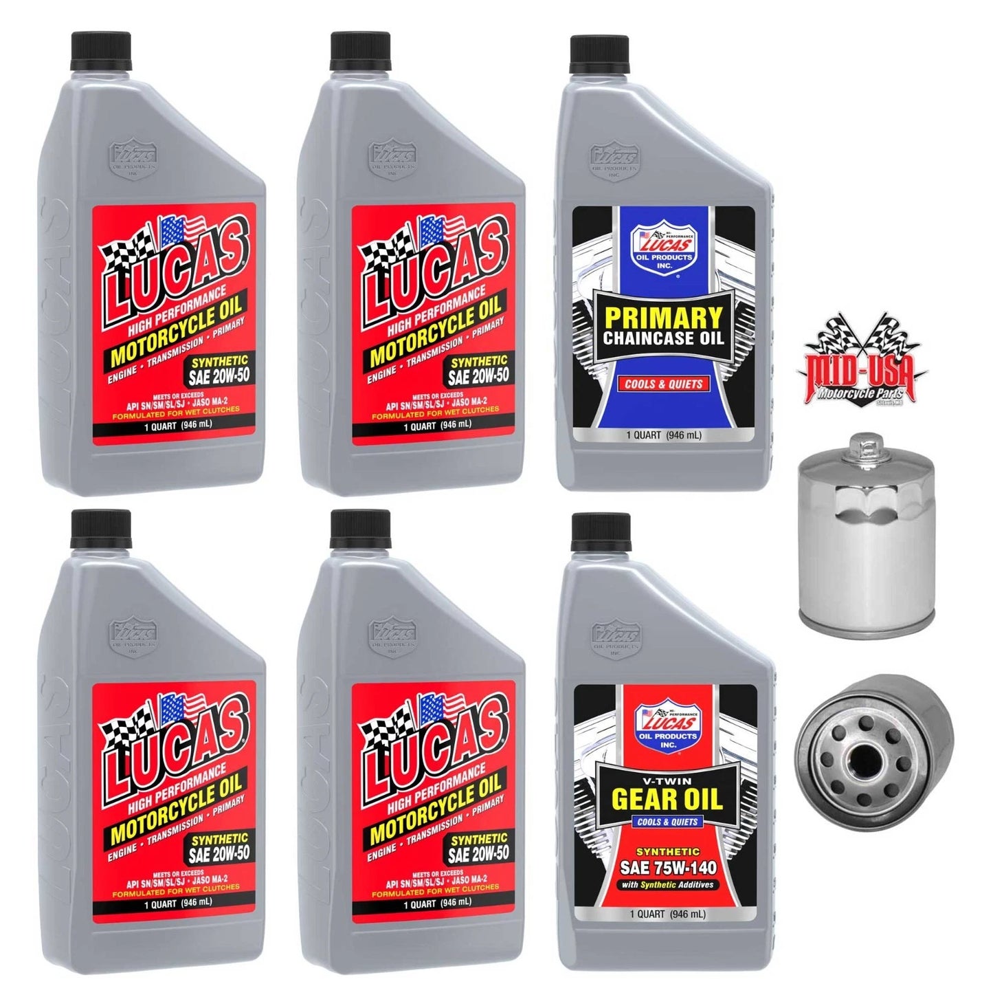 Lucas 20W-50 Synthetic Oil Change Kit w/ Chrome Filter