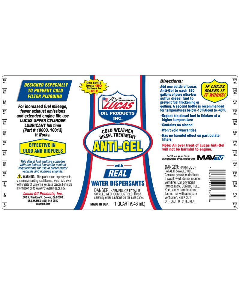 Lucas Anti-Gel Cold Weather Diesel Treatment